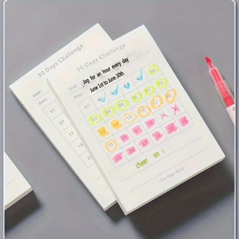 Planificador minimalista de productividad y registro de hábitos, hoja de objetivos diarios autoadhesiva con diseño de calendario, para oficina, estudiantes, 1 ud.
