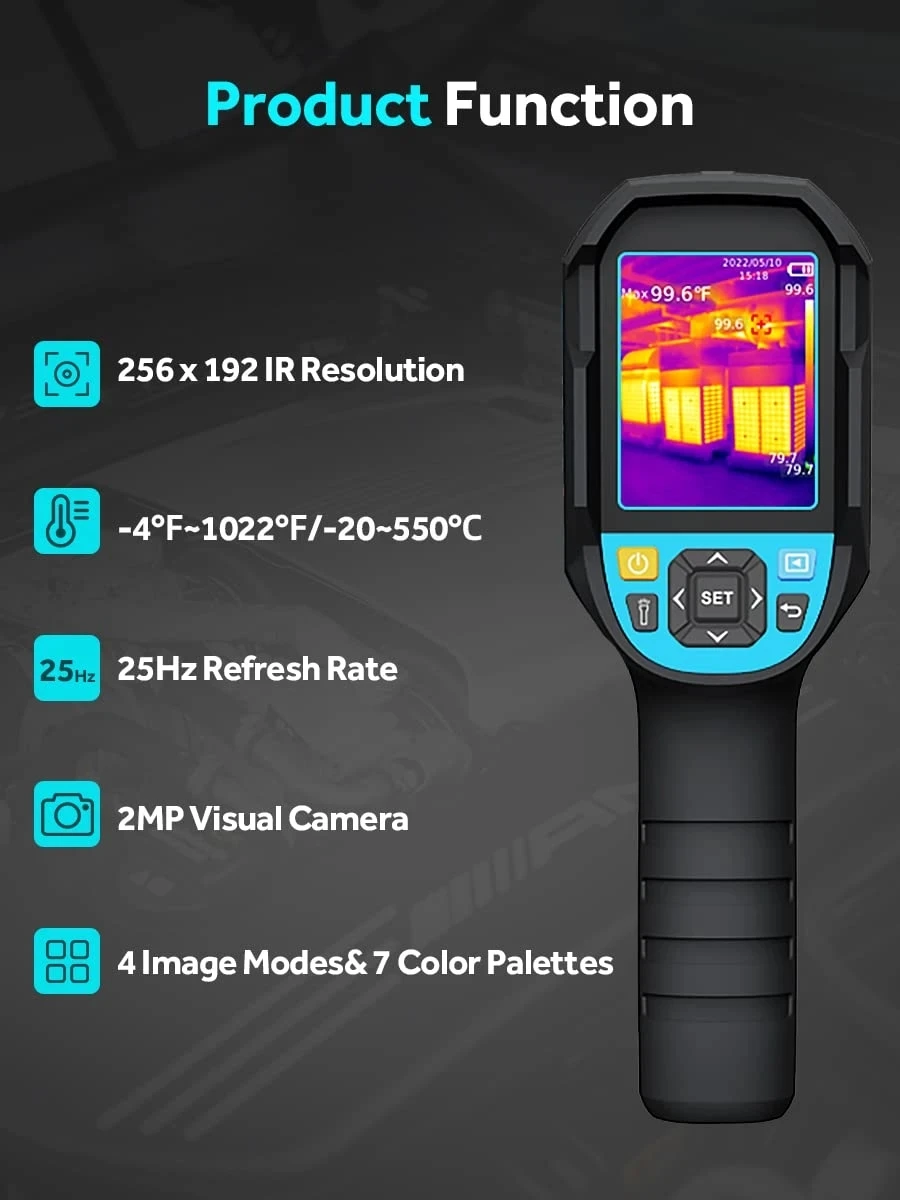 Mileseey ACEGMET IR Thermal Imaging Camera 256*192 Resolution with 2MP Visual Light 25Hz Refresh, -20℃~+550℃ Rechargeable