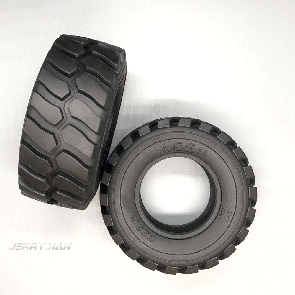 1 Pair LESU Diameter 45MM Height Wheel Rubber Tyres 110Mm for Remote Control Toys 1/15 Hydraulic Loader RC Car Accessories