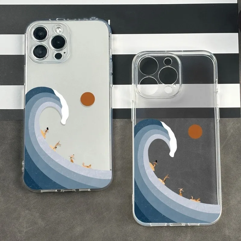 Sommer-Surf-Handyhülle für iPhone 17 16 15 11 12 14 13 Pro Max Mini XS XR 7 Plus 16E Air Stoßfeste Transparente Schutzhülle Fundas – Detail 1