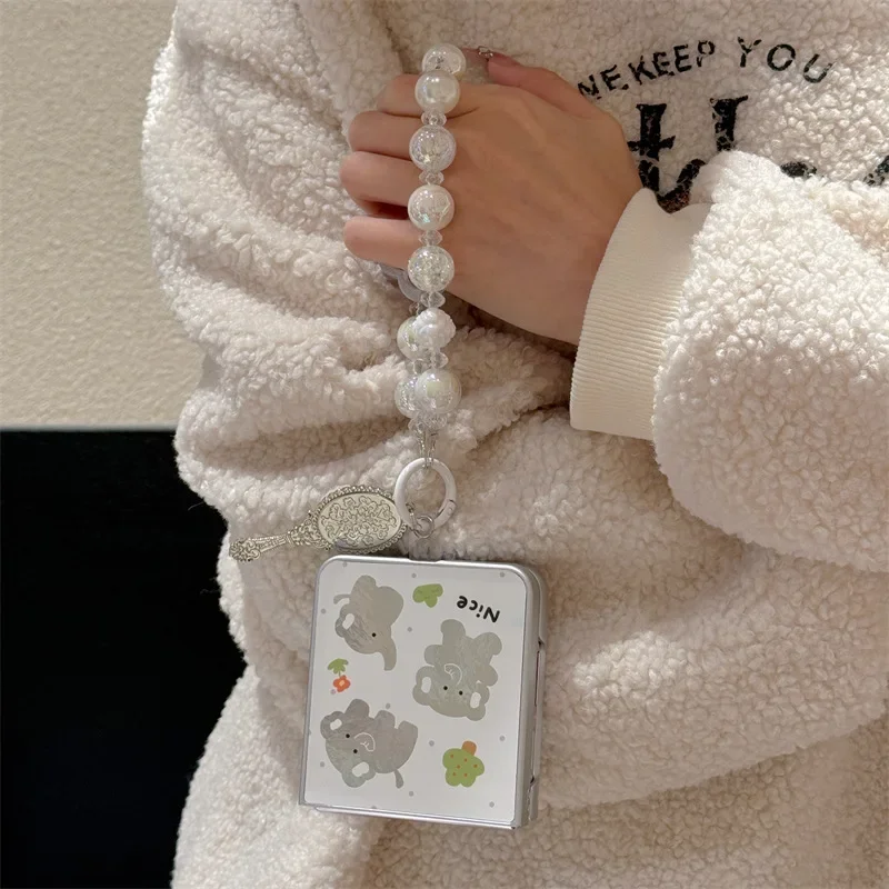 Funda de teléfono de elefante plateado para Samsung Galaxy Z Flip 6 5 4 3 funda protectora trasera para ZFlip4 ZFlip5 ZFlip6