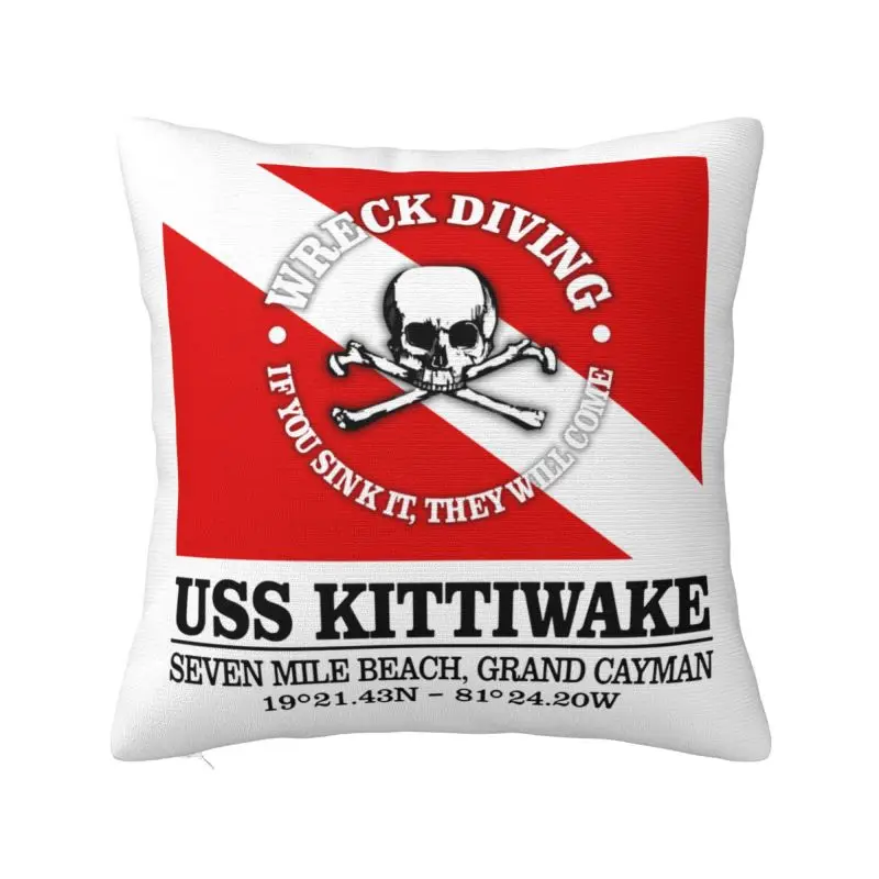 

Custom USS Kittiwake Scuba Diving Cushion Cover 45x45cm Diver Dive Flag Soft Cute Pillow Case