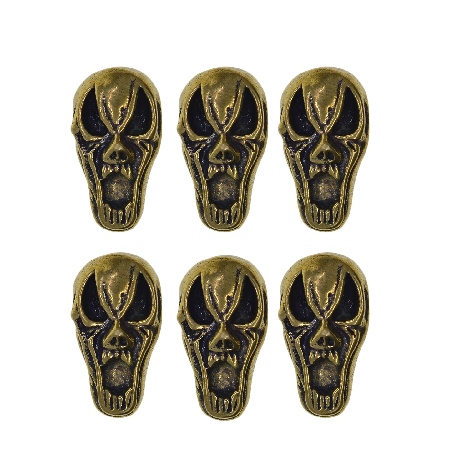 6 pcs retro Brass mini small Scream demon mask Head Screw back Lock Concho Rivet Leather belt craft  Hats Wallet  Dog leash DIY