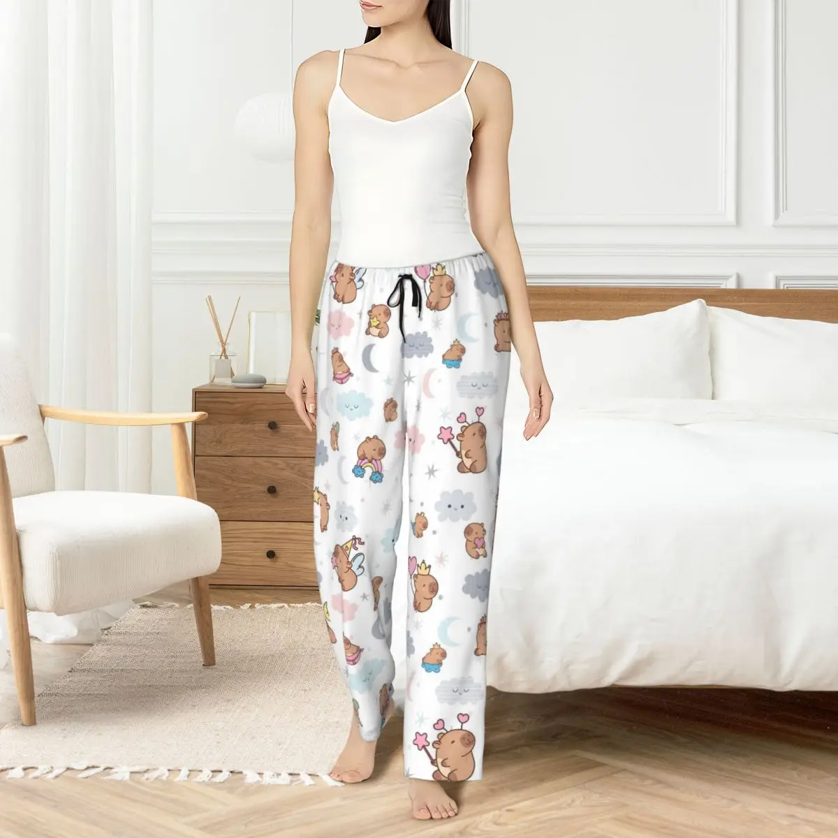 

Custom Printed Women Capybara Pajama Pants Cute Anime Sleepwear Sleep Lounge Bottoms with Pockets
