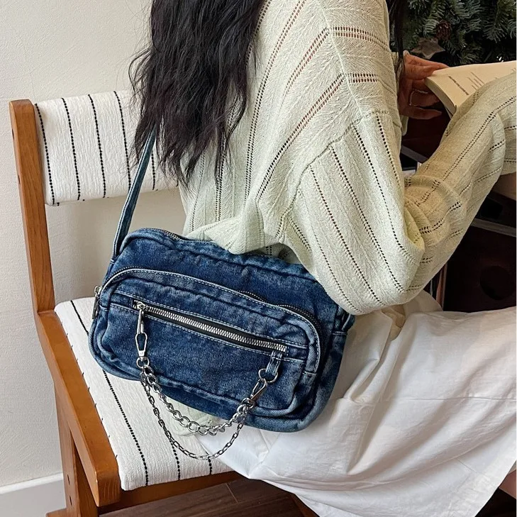 

Casual Denim Women Shoulder Bag chian Female Crossbody Bag canvas Ladies messenger bag Travel handbag blue bolsa feminina
