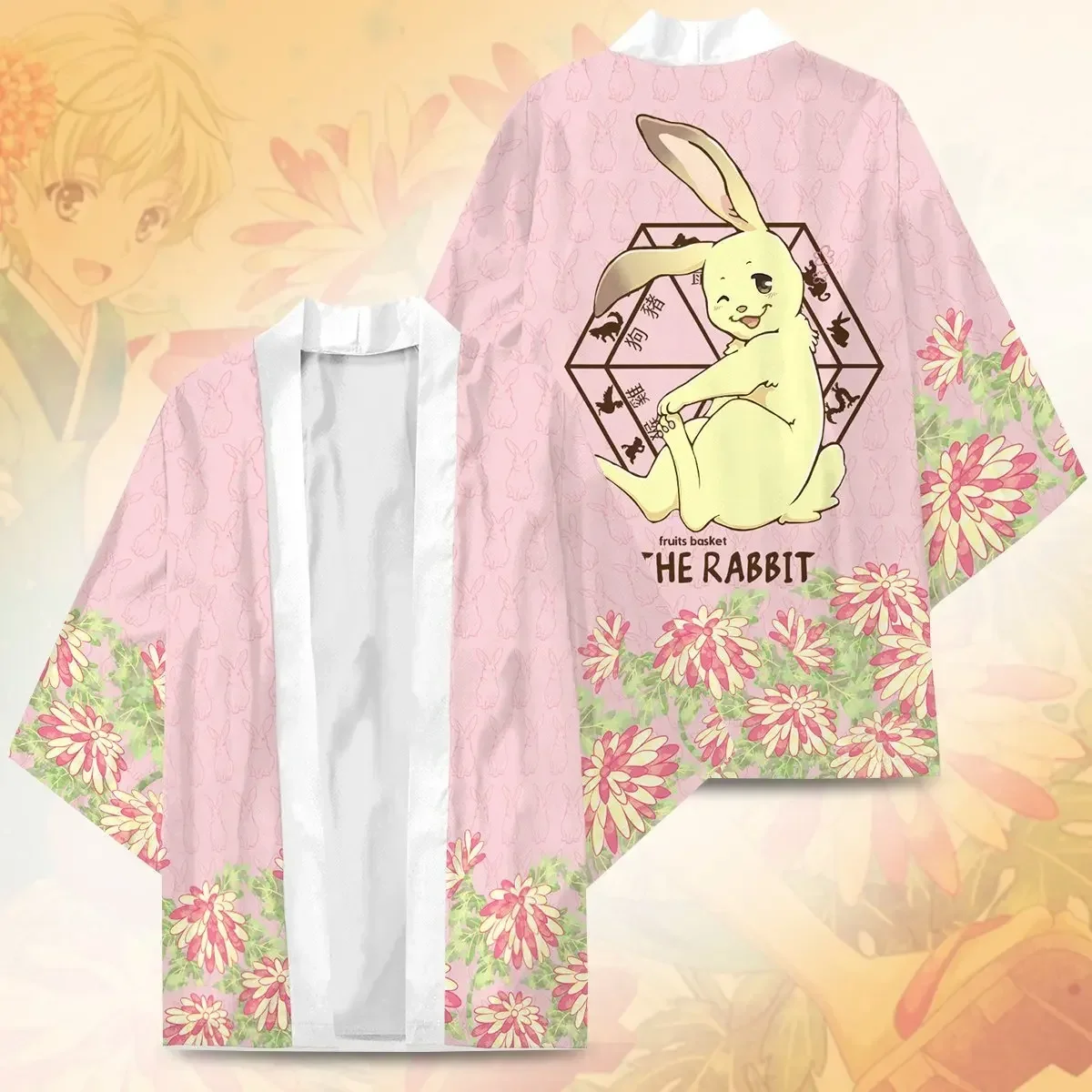 

Kimono-Red Leaf Rabbit Kimono Men's and Women's Cape Casual Cardigan Feathered Anime Cape Short-sleeved T-shirt