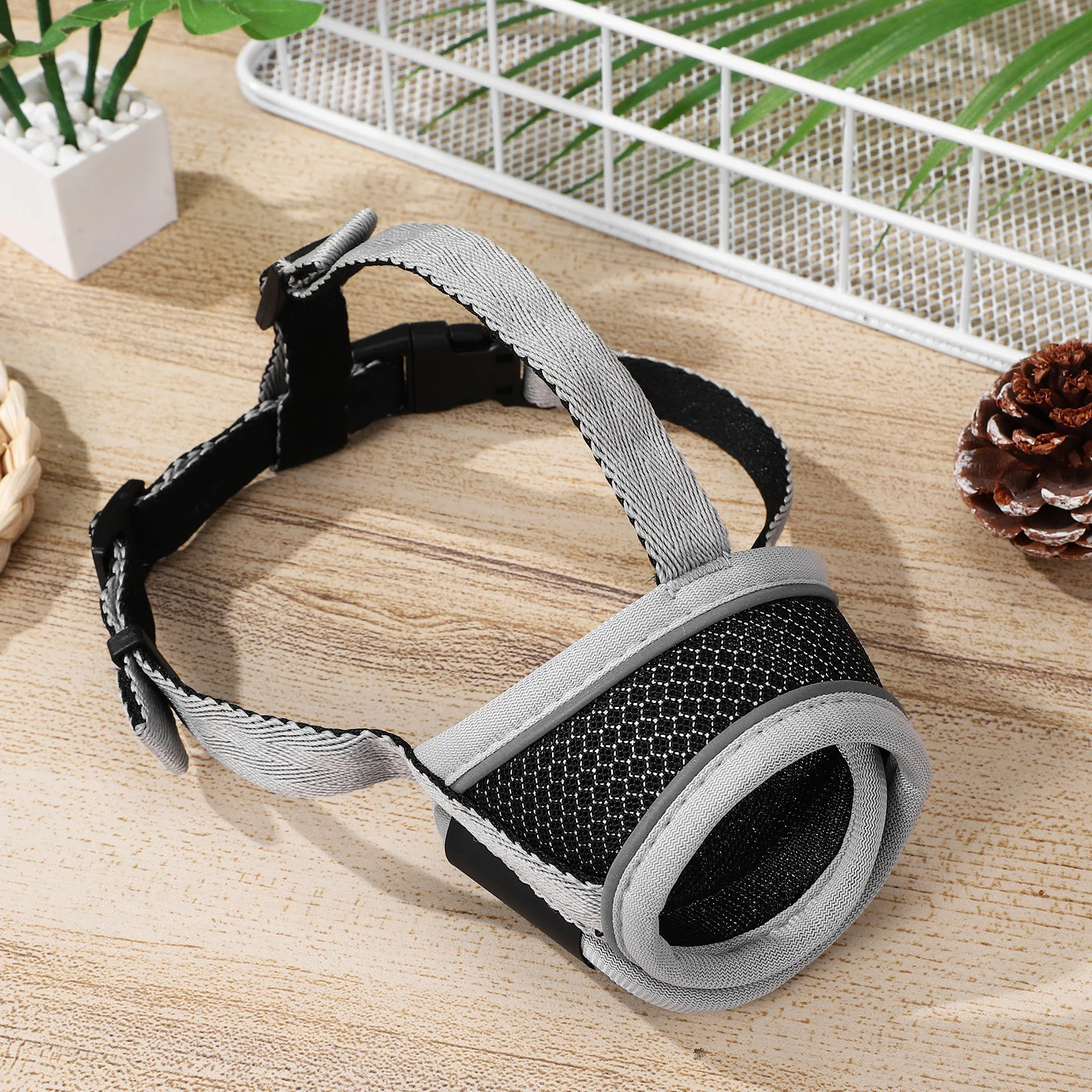 

Soft Breathable Dog Mouth Protector Adjustable Size L Prevent Biting Barking Reinforced Structure Sturdy Material Secure Buckle