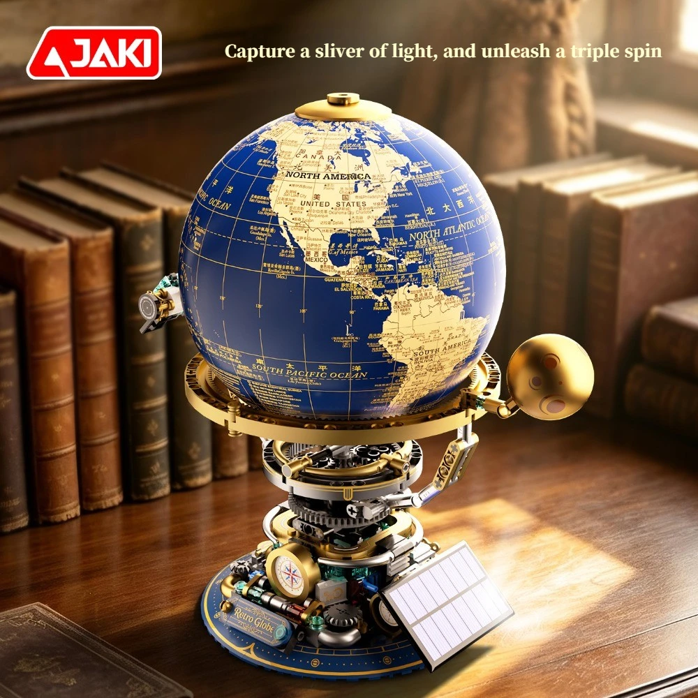 Axis of Firmament Steampunk Globe Building Blocks DIY Assembly World Globe Model Collectible Bricks Toy Gift for Adults Teens