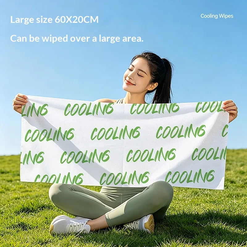 2026 New 10PCS Cold Cooling Wipes 60x20cm Instant Ice Towel Sweat Absorbent Soft Sports Outdoor Gym Yoga Heat Relief Travel Kit