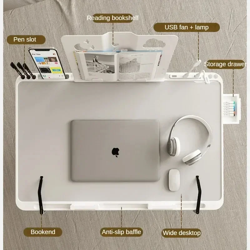 Simple Foldable Lift Desk With Pen Holder, Gaming Desk With Radiator, Adjustable Reading Table, Bed Table For Breakfast Study