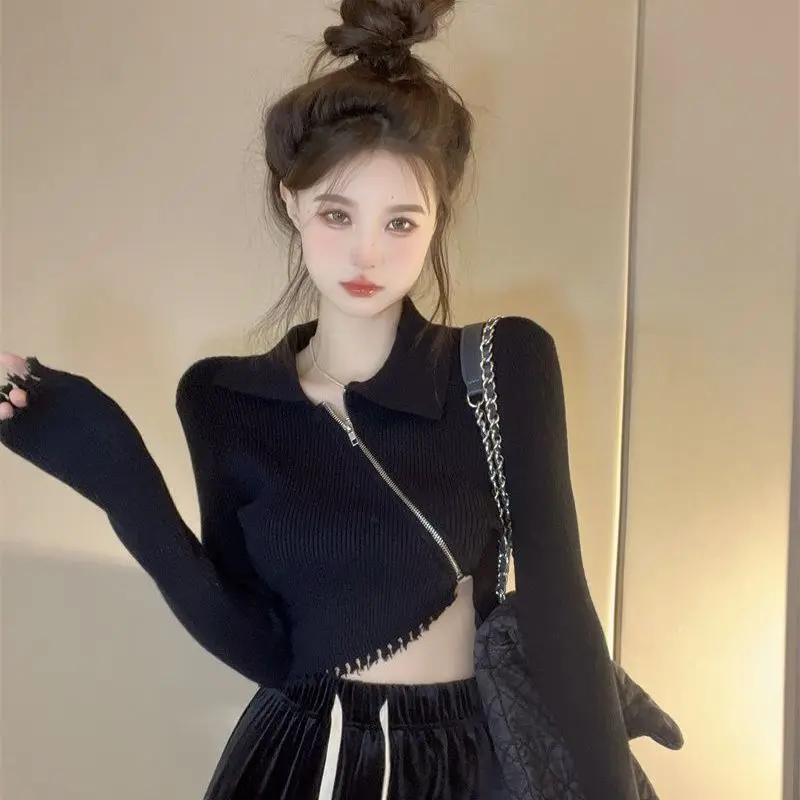 Minso Premium Sweet Hot Girl Sexy Inner Top Women's Spring and Autumn New High Waist Hot Girl Chic Irregular Knitted Bottoming