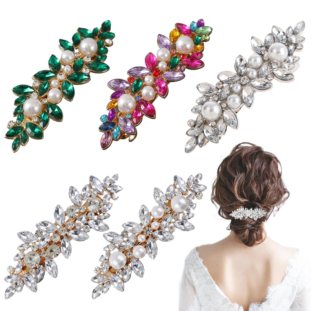 Luxury Rhinestone Spring Hairpins Elegant Imitation Pearl Zircon Hair Clips Fashion Back Head Barrettes Hair Accessories Gifts