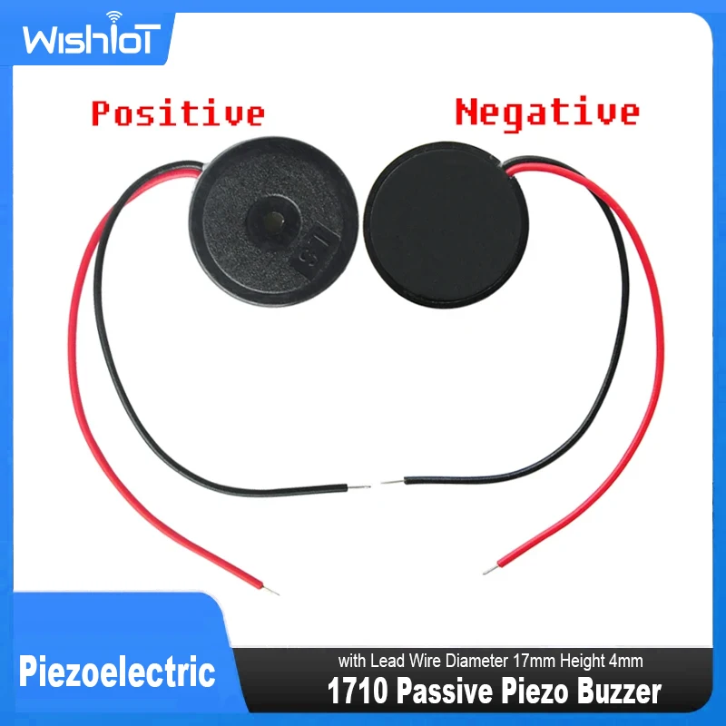 1710 Passive Piezo Buzzer Electronic Sounder Speaker with Lead Wire Diameter 17mm Height 4mm Piezoelectric Buzzerphone Alarm