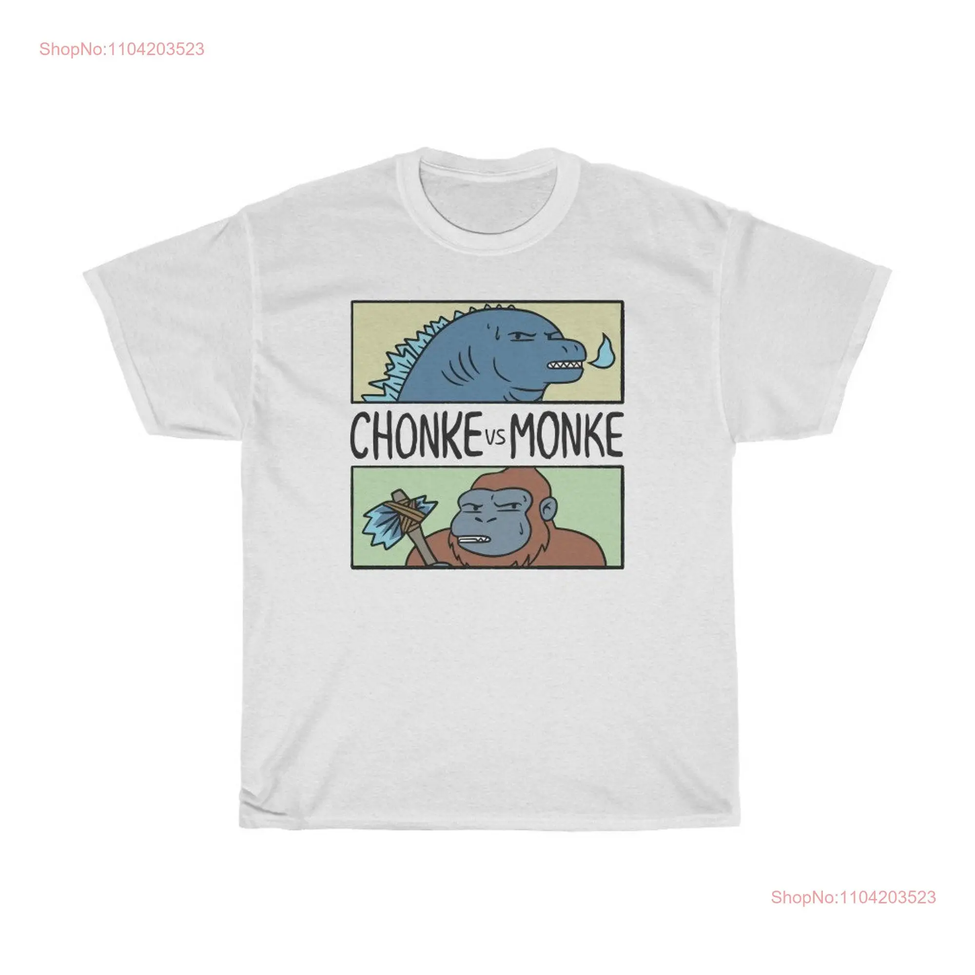 CHONKE VS MONKE Black Text T Shirt long or short sleeves