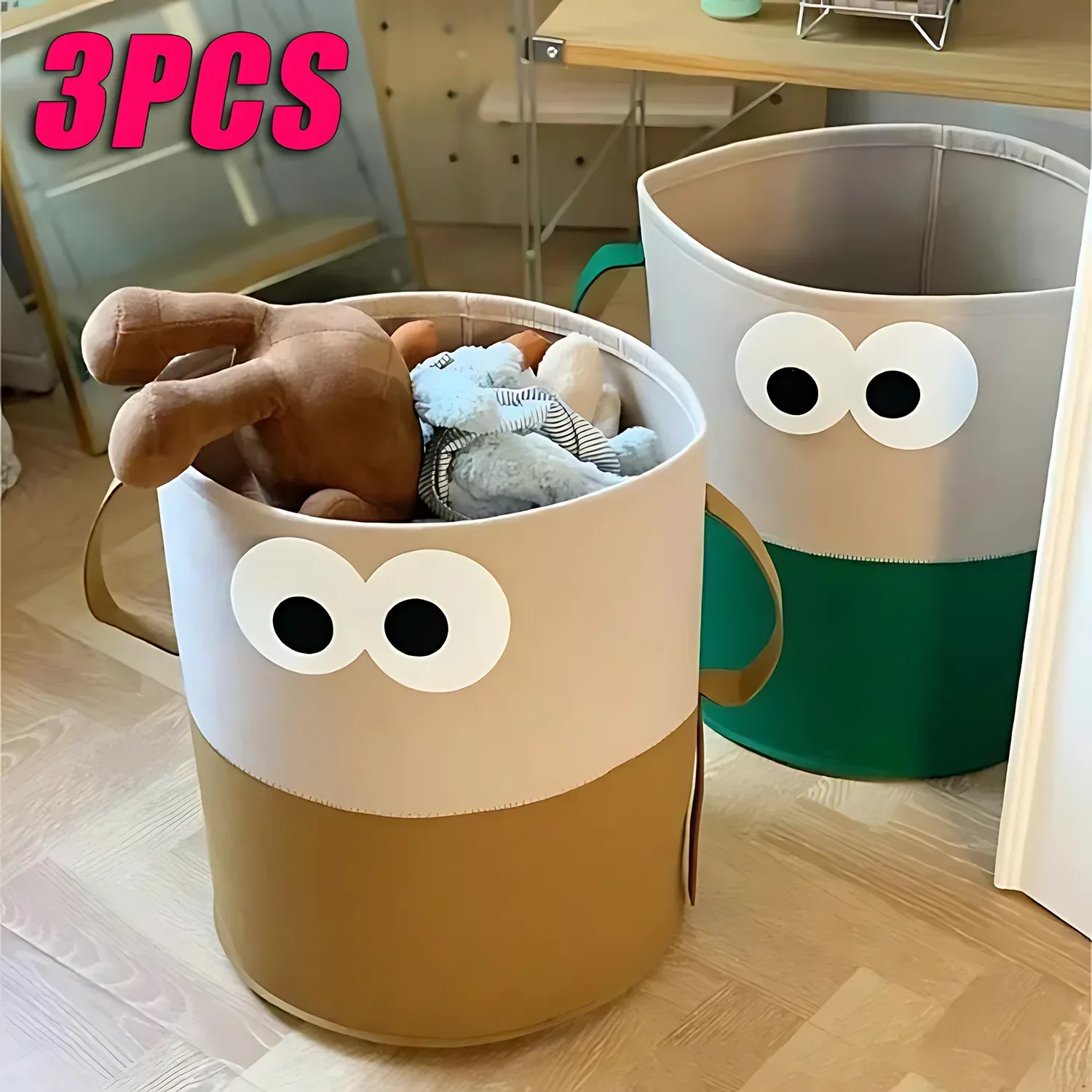 1/2/3PCS Felt Toy Storage Basket Portable Clothes Storage Basket Large Capacity Collapsible Organizer Dirty Clothes Basket