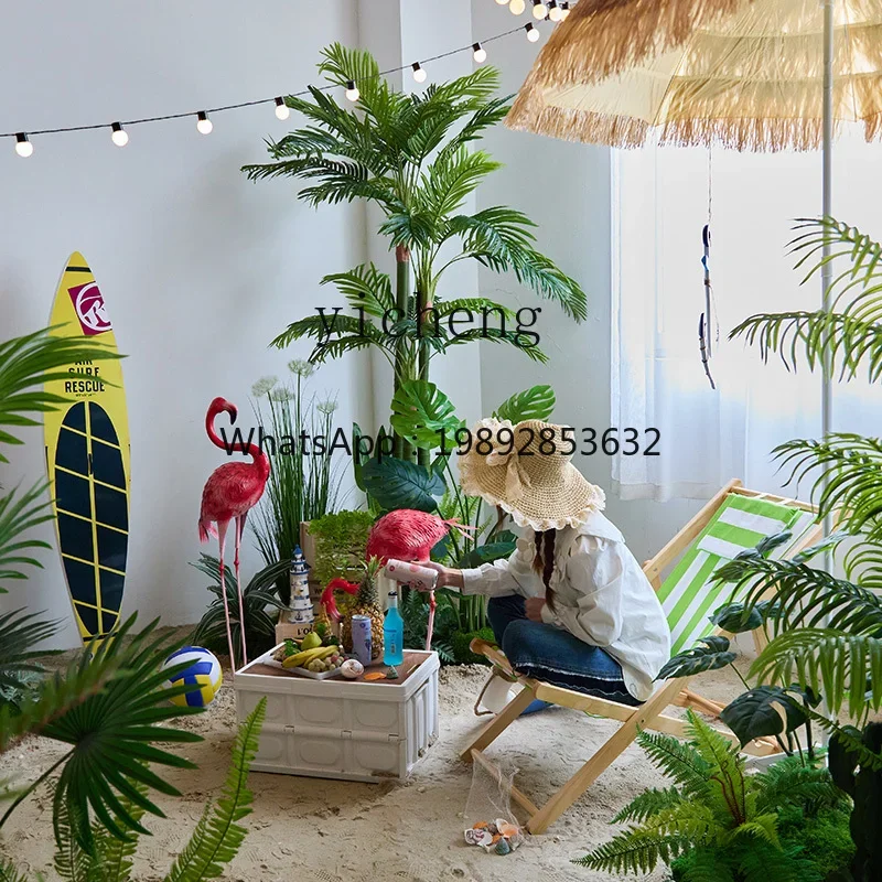 AA camping wind landscaping beach simulation green plants outdoor indoor landscape window decoration scene fairy garden