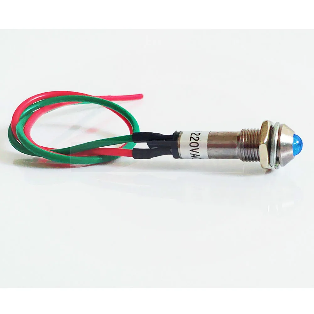 8mm metal Indicator lights waterproof Signal lamp with wire LED indication mini indicator light 12V 24V 220v power signal lamp