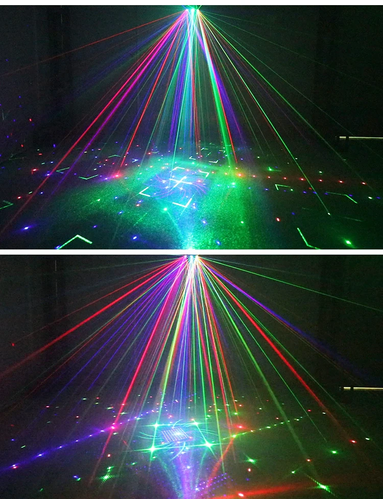 HCWE  21 Lens LED Stage Lamp DJ Projector Strobe Effect Laser Lights Party 21 Eyes Disco Light for Night Club Bar KTV Lighting