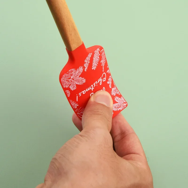 

Christmas Themed Wooden Handle Pastry Batter Mixing Scraper Cake Cream Silicone Spatula Baking Decorating Tools Kitchen Utensils