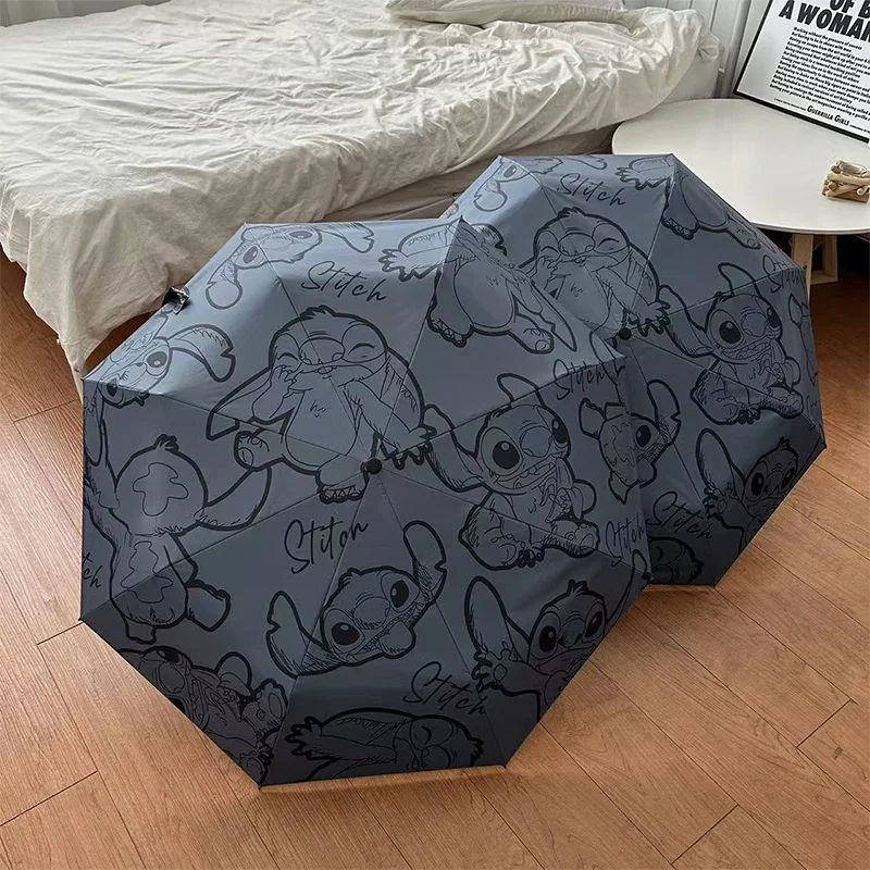 Paraguas con protección Uv de Lilo & Stitch de dibujos animados Kawaii, paraguas plegable portátil de viaje abierto automático para hombre y mujer, regalo de vacaciones