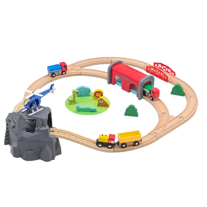 DIY Wooden Train Track Set Compatible with All Major Brands Toys For Children Railway Toy Road Accessories Toy Kids Gift PD58