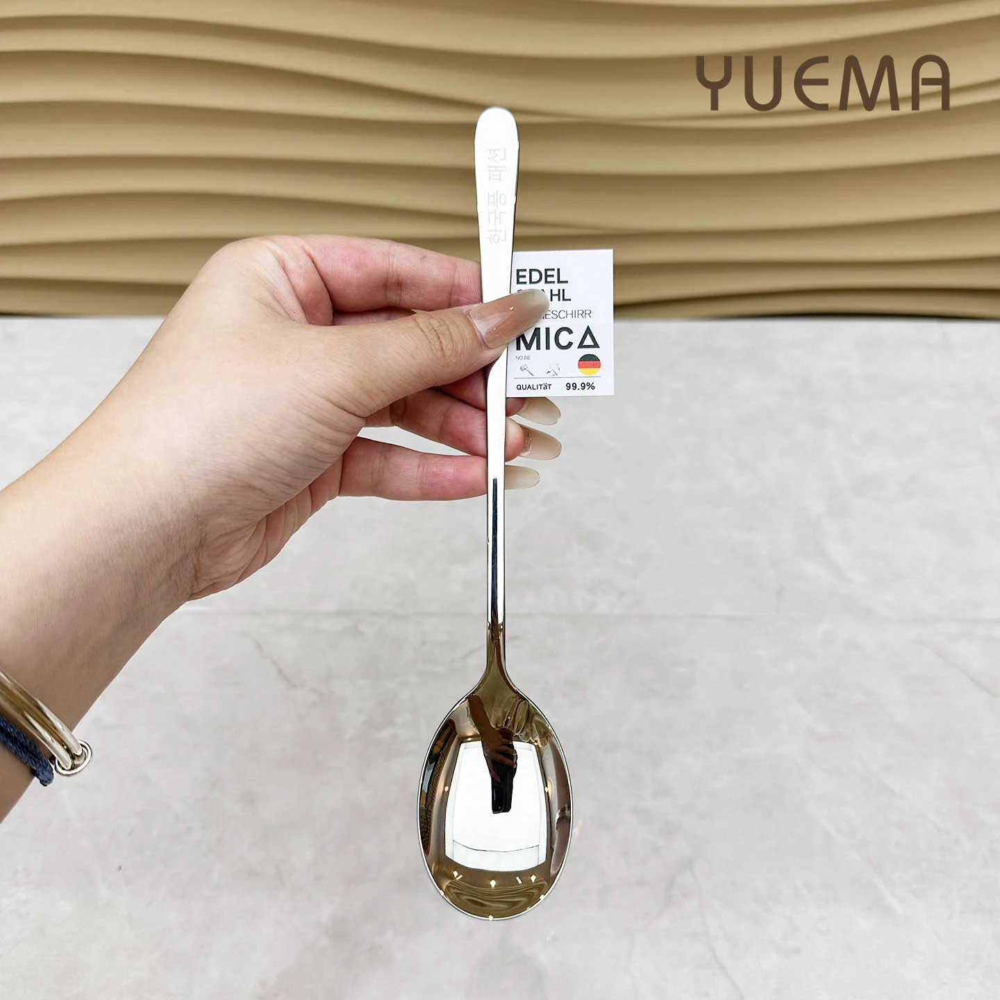Thickened 304 Stainless Steel Long Handle Soup Spoon Adult Student Dining Spoon Korean Style Rice Stirring Spoon Set of 2