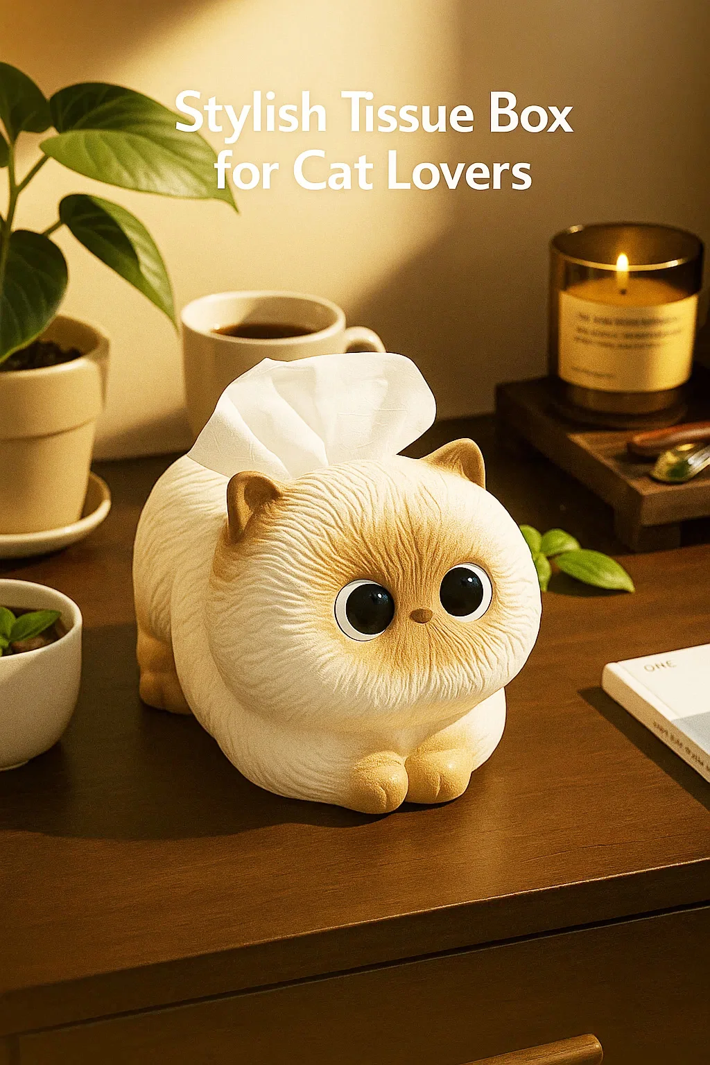 

Cute Cat Ceramic Tissue Box Holder, Kawaii Cartoon Animal Napkin Dispenser, Creative Desktop Organizer for Home Office D