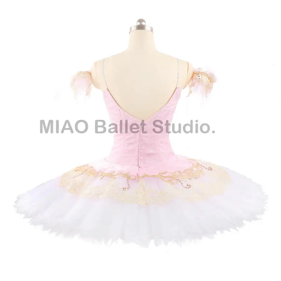 Custom Made jacquard Pink white Professional Ballet Tutu pancake Costume for Girl competition ballet dress classical 0093