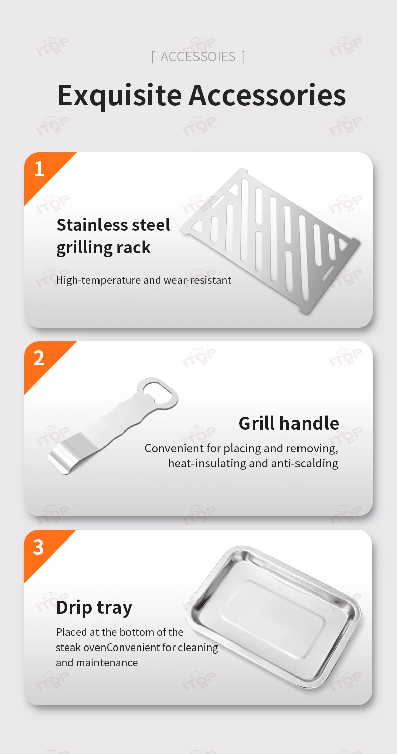 Piec do steków ITOP LKSO Grill elektryczny maszyna do steków domowa kuchenka bezdymna W pełni automatyczna grillowana maszyna do steków 1700W 100-800 ℃