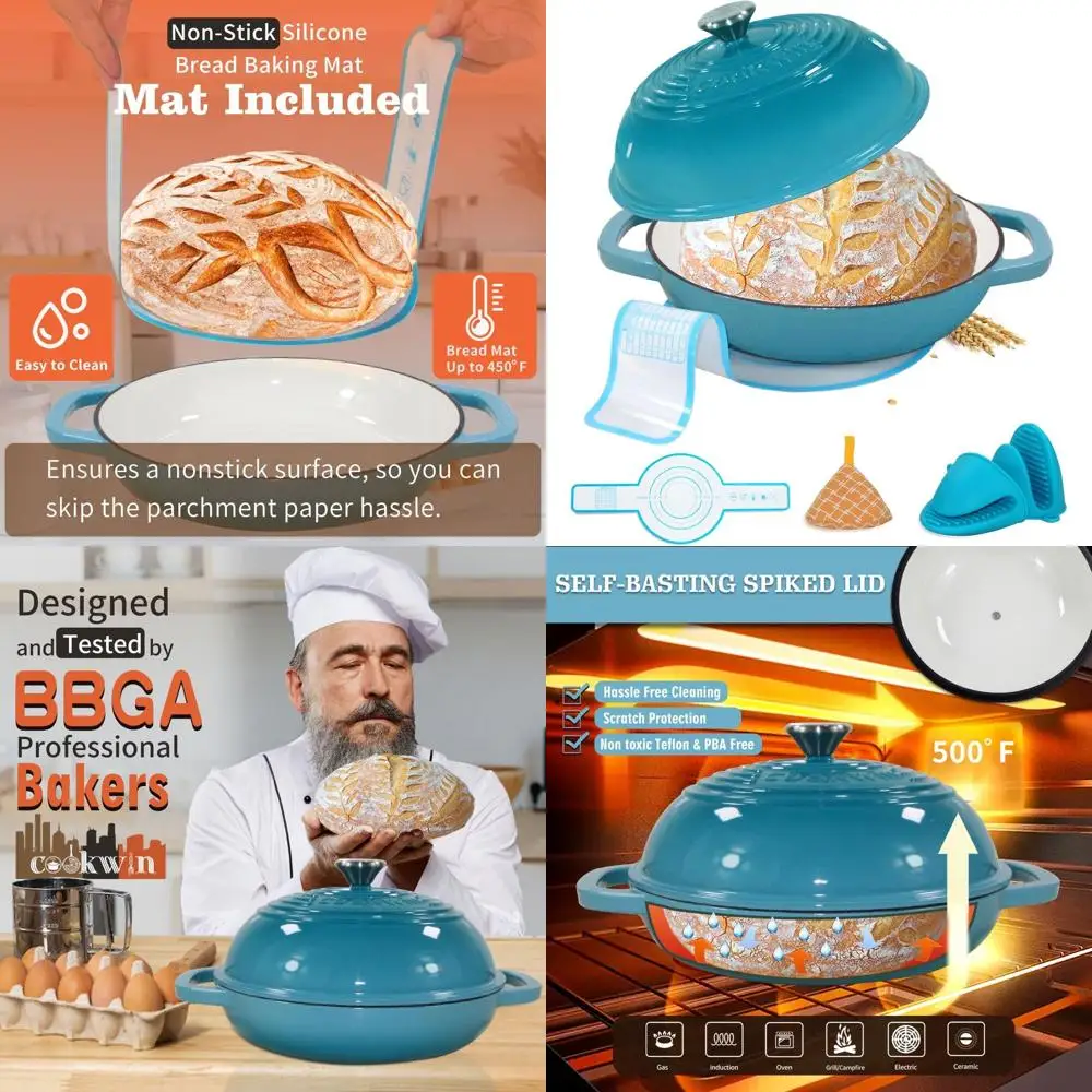 

Эмалированная чугунная хлебопекарная форма, 6-литровая голландская печь для выпечки хлеба на закваске, 11-дюймовая толстая эмалированная форма для выпечки хлеба с крышкой