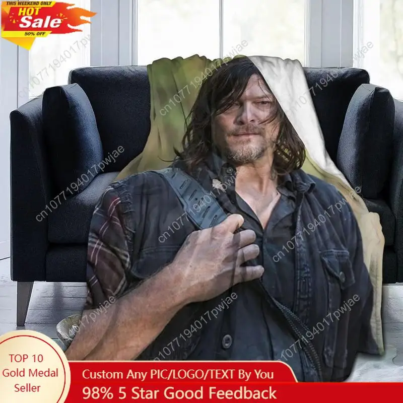 

Norman Reedus Flannel Blanket Daryl Dixon Soft Air Conditioner Blanket Anti-Pilling Lap Blanket for Sofa Bedroom Living Room