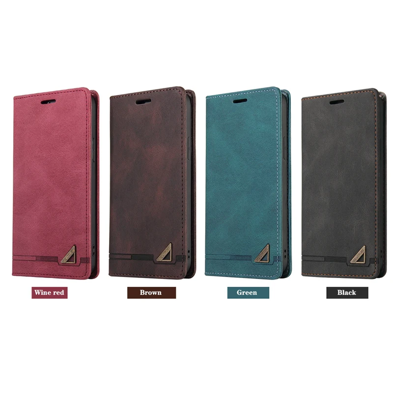 Funda de cuero cepillado antirrobo tipo cartera para Xiaomi 15T 14T Redmi 15C 14C 13C 12C 10C Poco X8/X7/X6 Pro Note 15 Pro+ 14S 6
