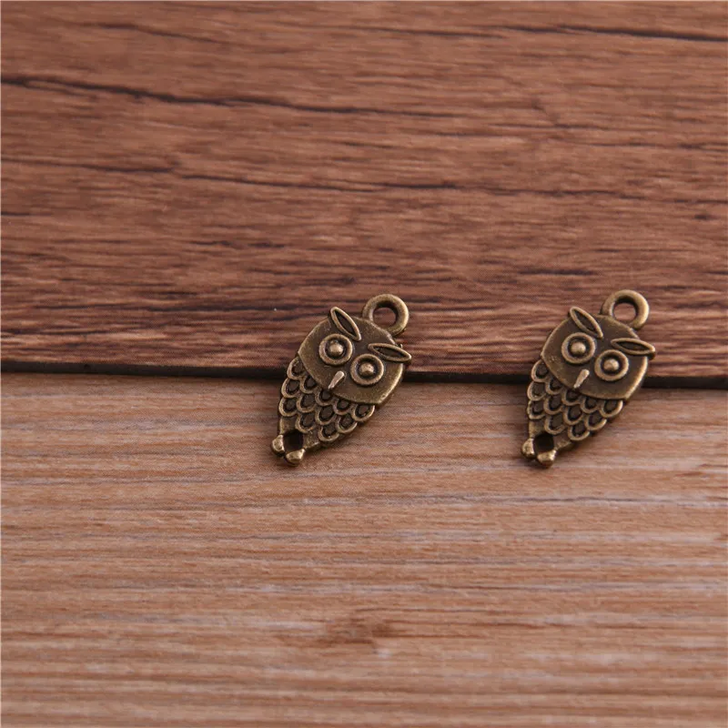 20PCS 10*18mm Double-faced Owl Pendant Two Color DIY Retro Jewelry Bracelet Necklace Charms Pendant