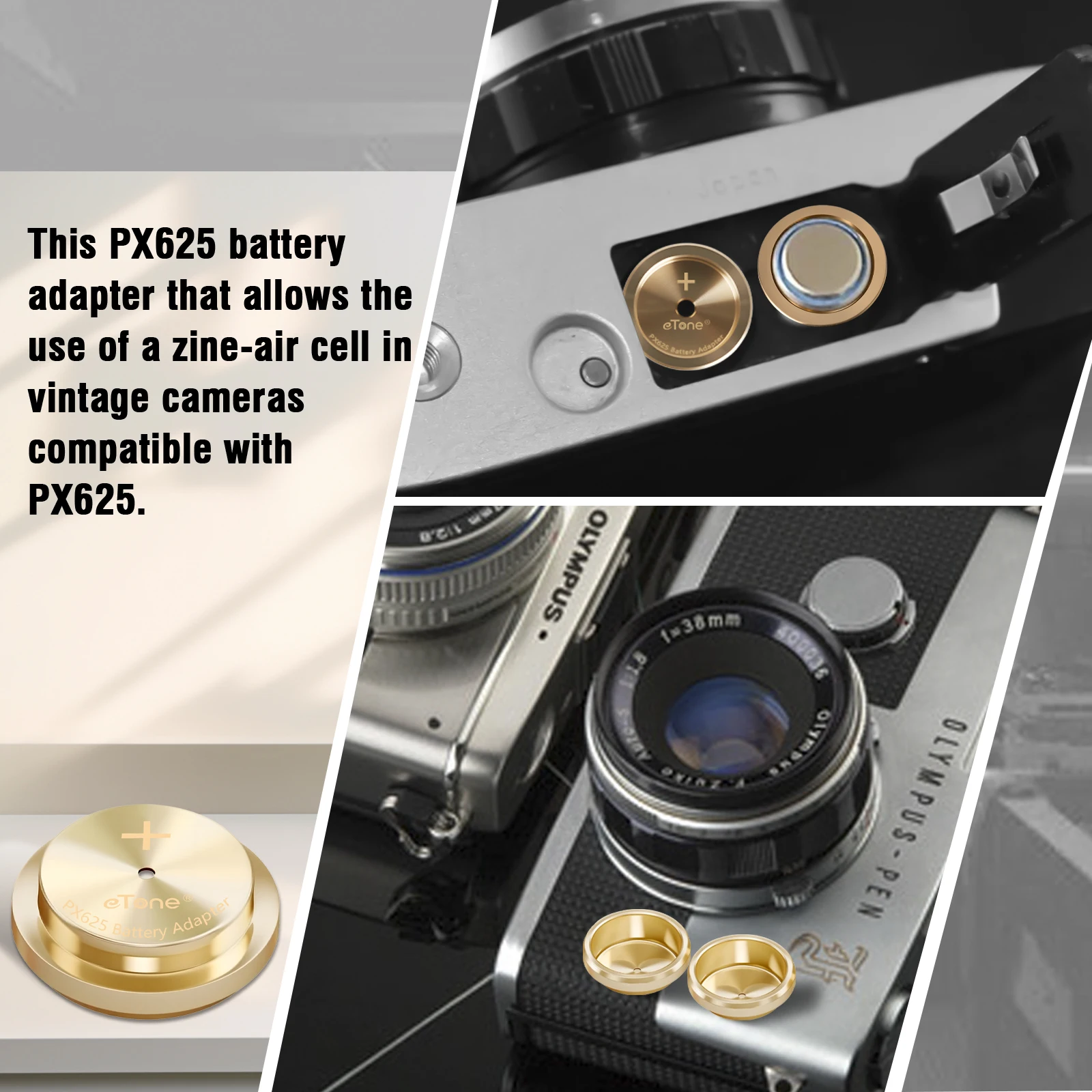 eTone 2Pcs PX625 MR9 Battery Converter Adapter for Olympus 35 Canon EF TX Camera 120 135 Film Camera Accessories