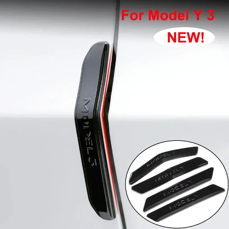4PCS for Tesla Model 3 Y LAUNCH 2025 Door Protector Strip Anti-Collision Side Edge Protection Sticker Guard Carbon Fiber Pattern