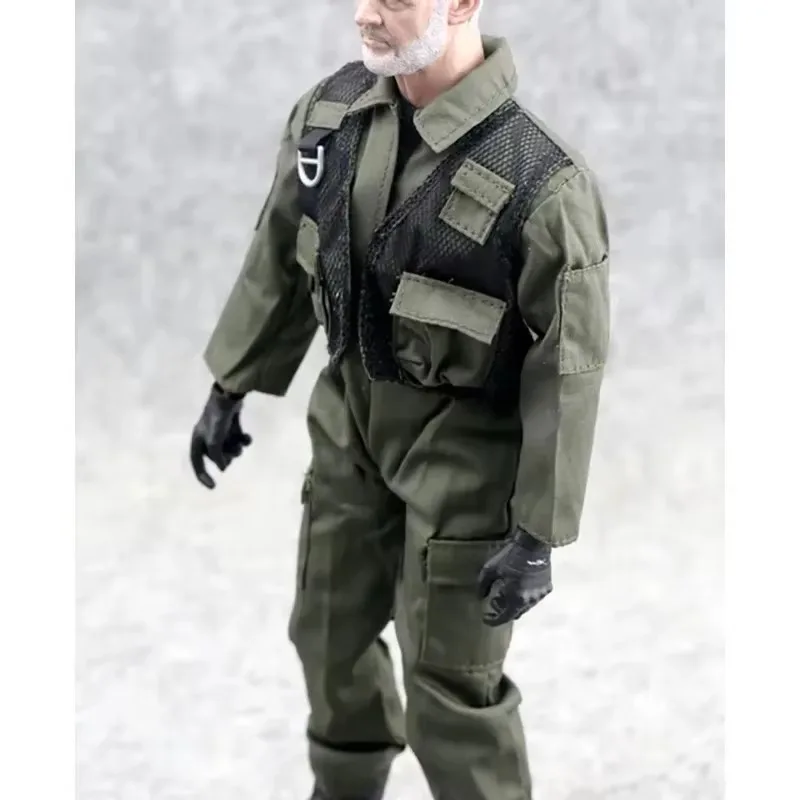Uniforme de piloto de soldado masculino a escala 1/6, mono verde oscuro, modelo para accesorios de escena corporal de 12 pulgadas, figuras de acción
