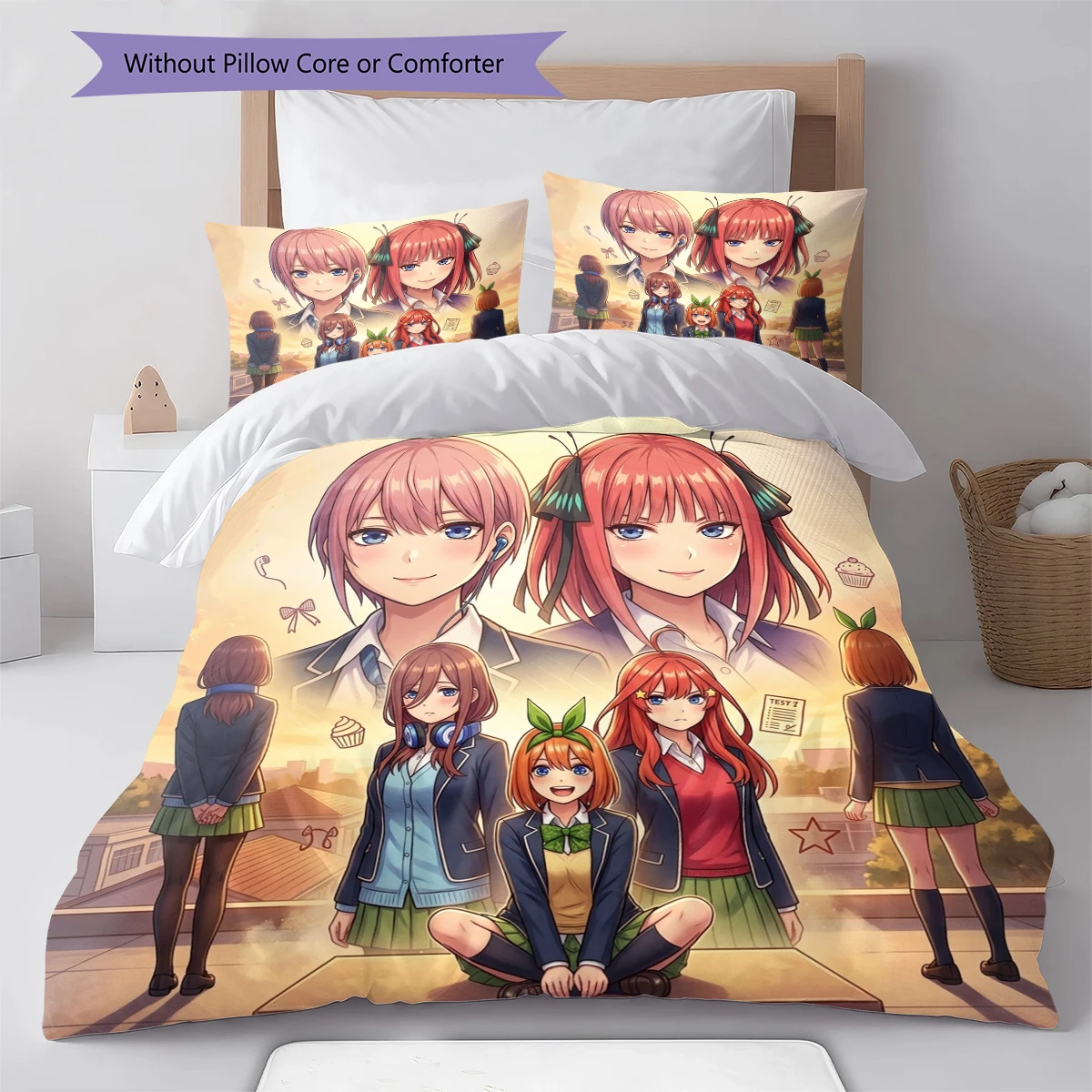 The Quintessential Quintuplets Comfortable Soft Duvet Cover, Children Bedding Set Gift,Size  Different Sizes -HE131