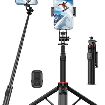 130cm Selfie Stick Tripod, Smartphone Tripod Stand with Wireless Remote Control Portable Retractable Cell Phone Tripod