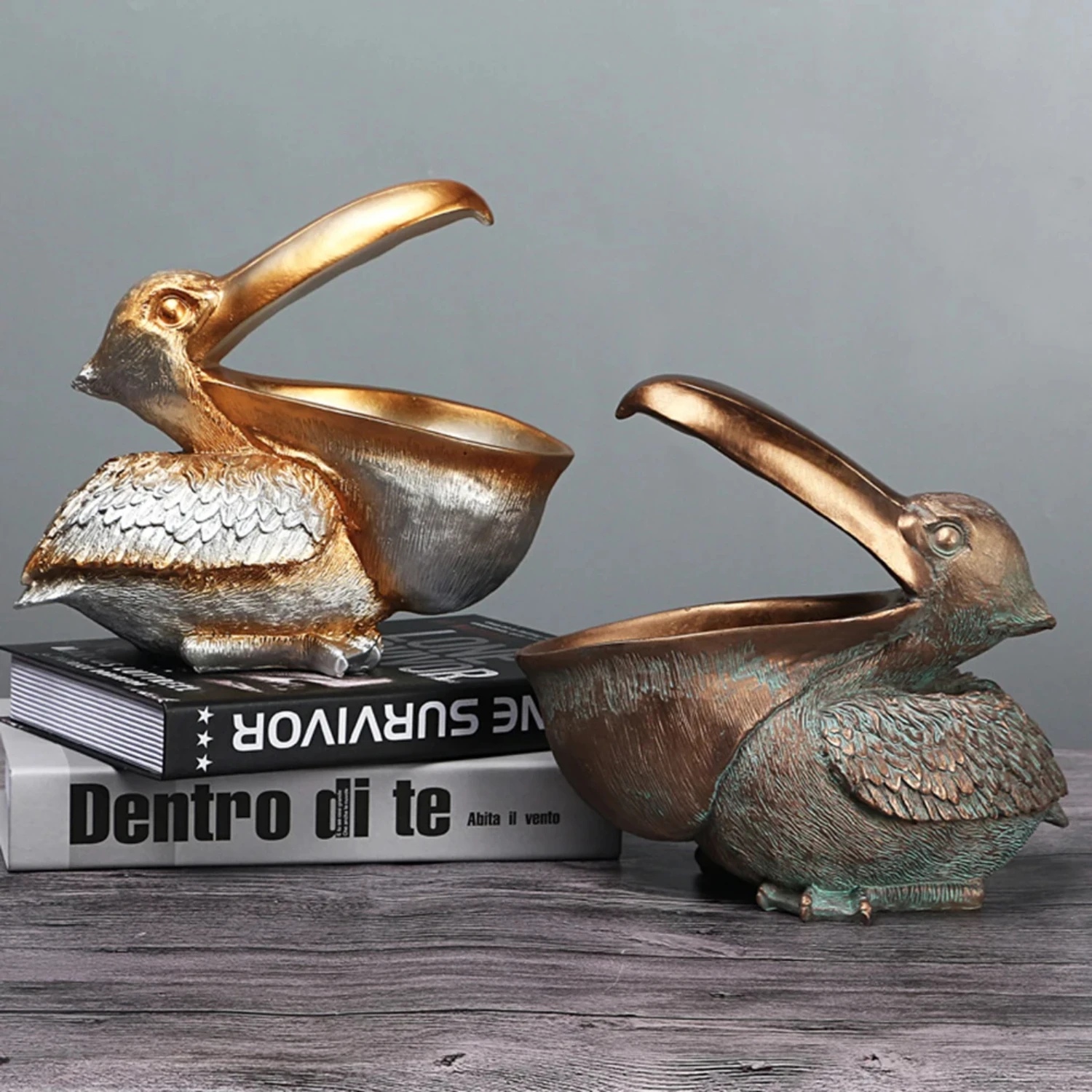 

Resin Pelican Statue Key Candy Container Storage Nordic Animal Figurine Miniature Table Holder Ornament Living Room Home Decorat