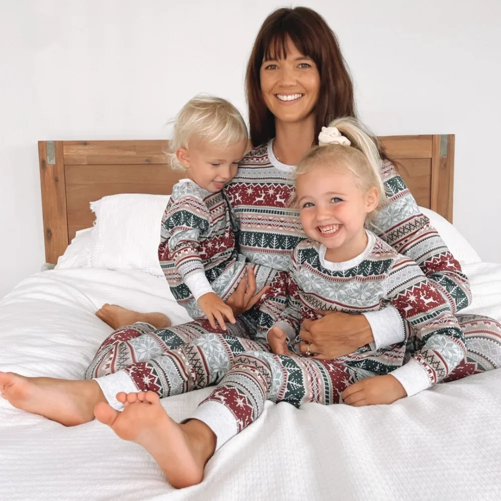 Christmas Family Matching Pajamas Party Mother Daughter Father Son Sleepwear Clothing Baby Romper Family Look Set