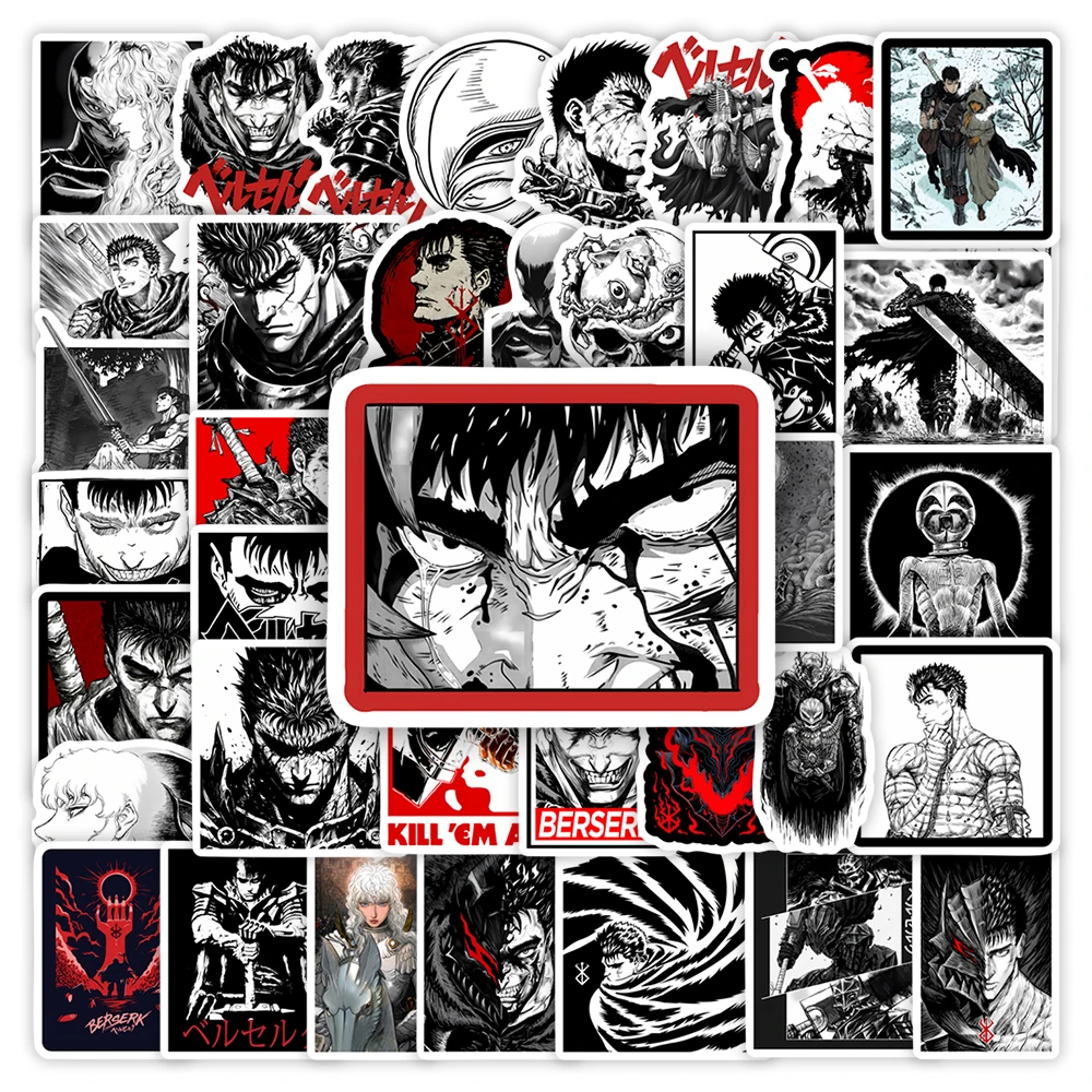 Comics Berserk Stickers Guts Anime Dark Fantasy DIY Gift Waterproof Decal for Laptop Phone Scrapbook Luggage Bottles Decorative