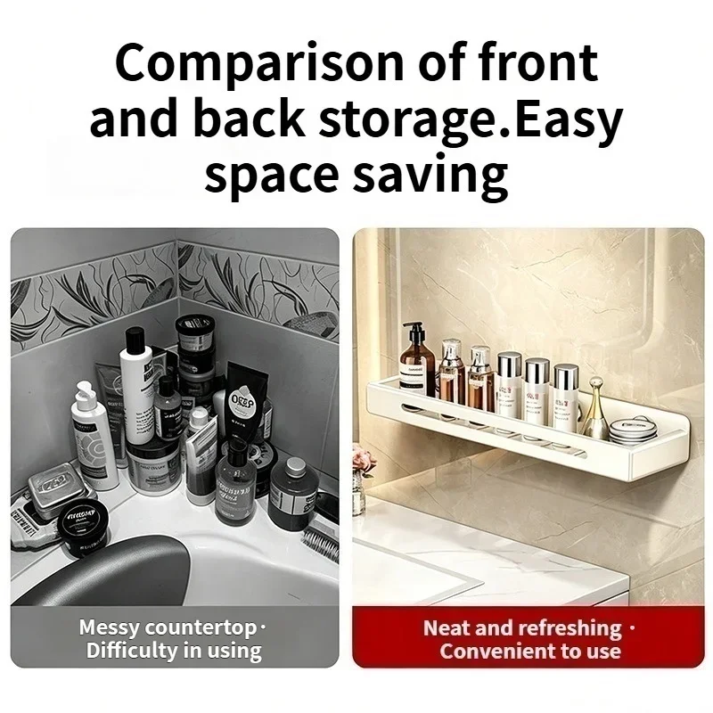 No Drill Suction Cup Kitchen Rack, Wall Mount Utensil Storage Shelf for Cabinet