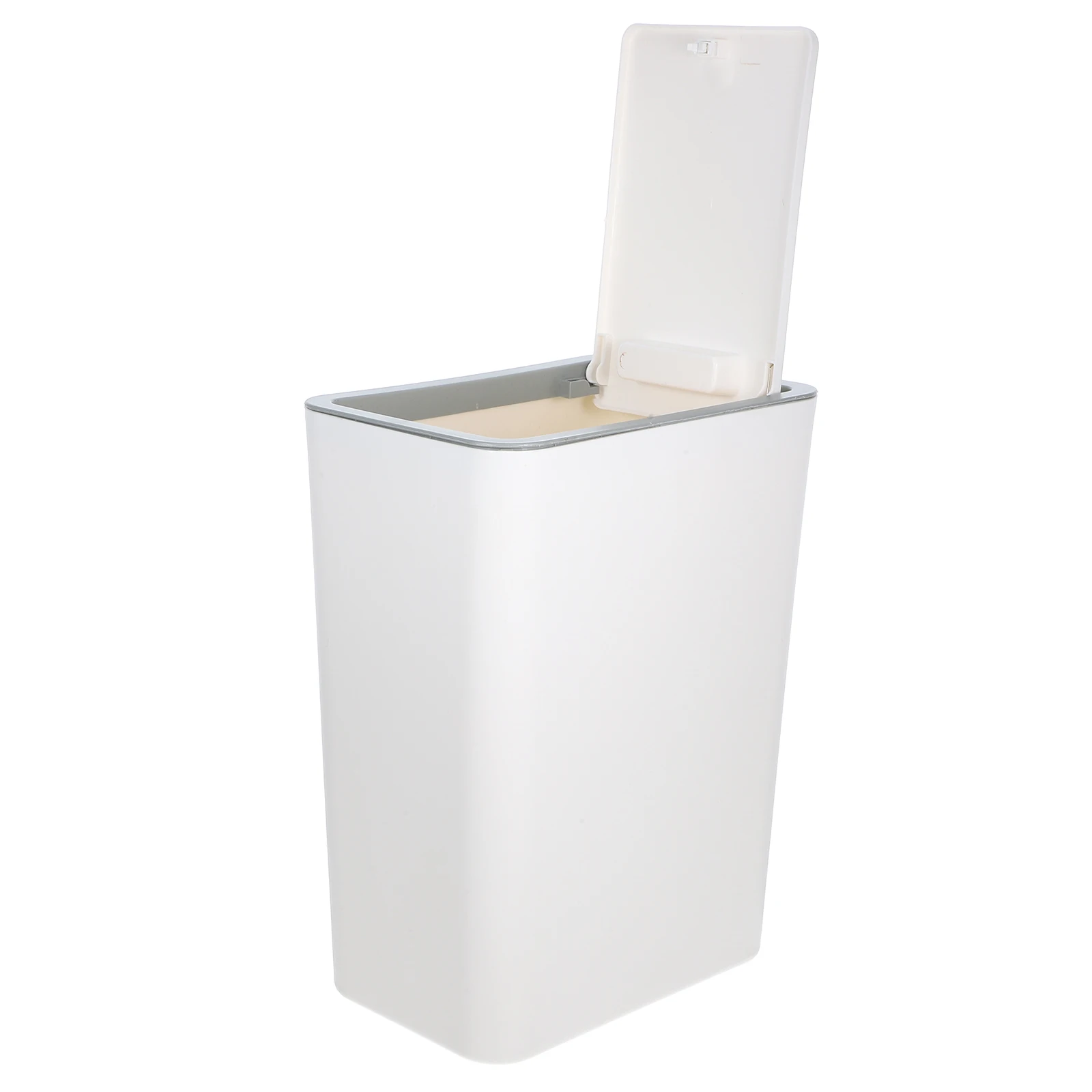 

Trash Can 15L Press Kitchen Garbage Bin Container Bedroom Office Waste Basket Plastic Wastebasket Trash Bin