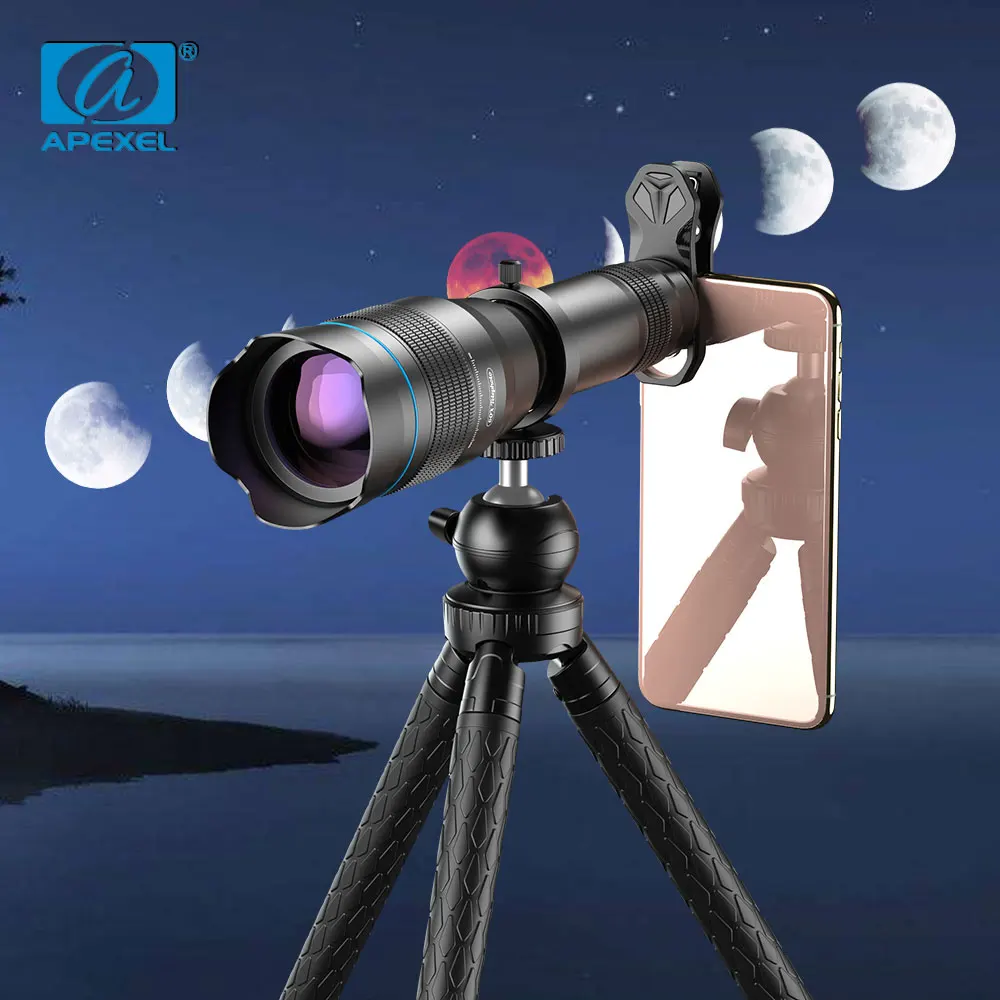 

APEXEL 60x Telescope Telephoto Zoom Lens Monocular for iPhone 13 12 11 Mini Pro Max Samsung S8 S9 S10 S20 S21 S22 Huawei Xiaomi