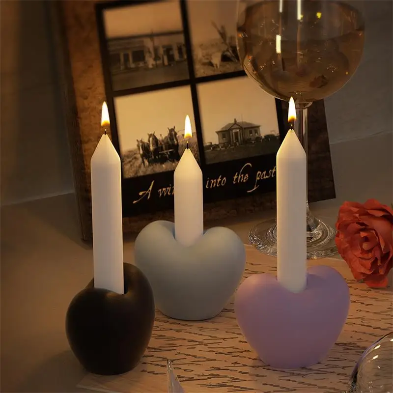 3D Coração Silicone Candle Holder Moldes, Fragrância, Concreto, Candlestick Mold, DIY Aromaterapia Ornamentos, Decoração de gesso Mold