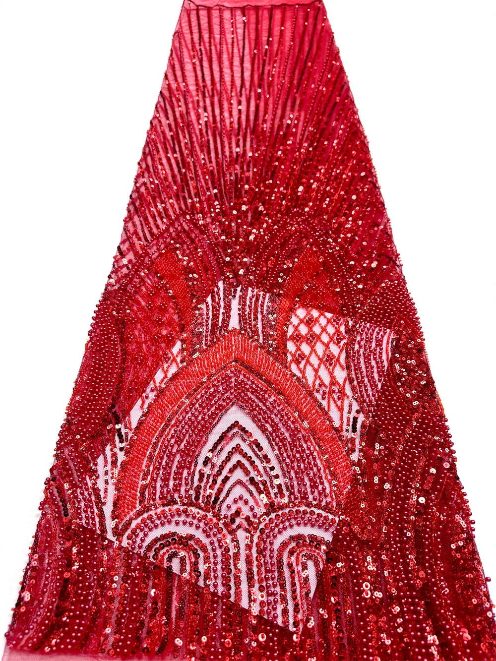 

High Quality Nigerian Lace Fabric with African Sequins Beaded Mesh for Wedding Party Dresses Latest 2026 Design 5 Yards