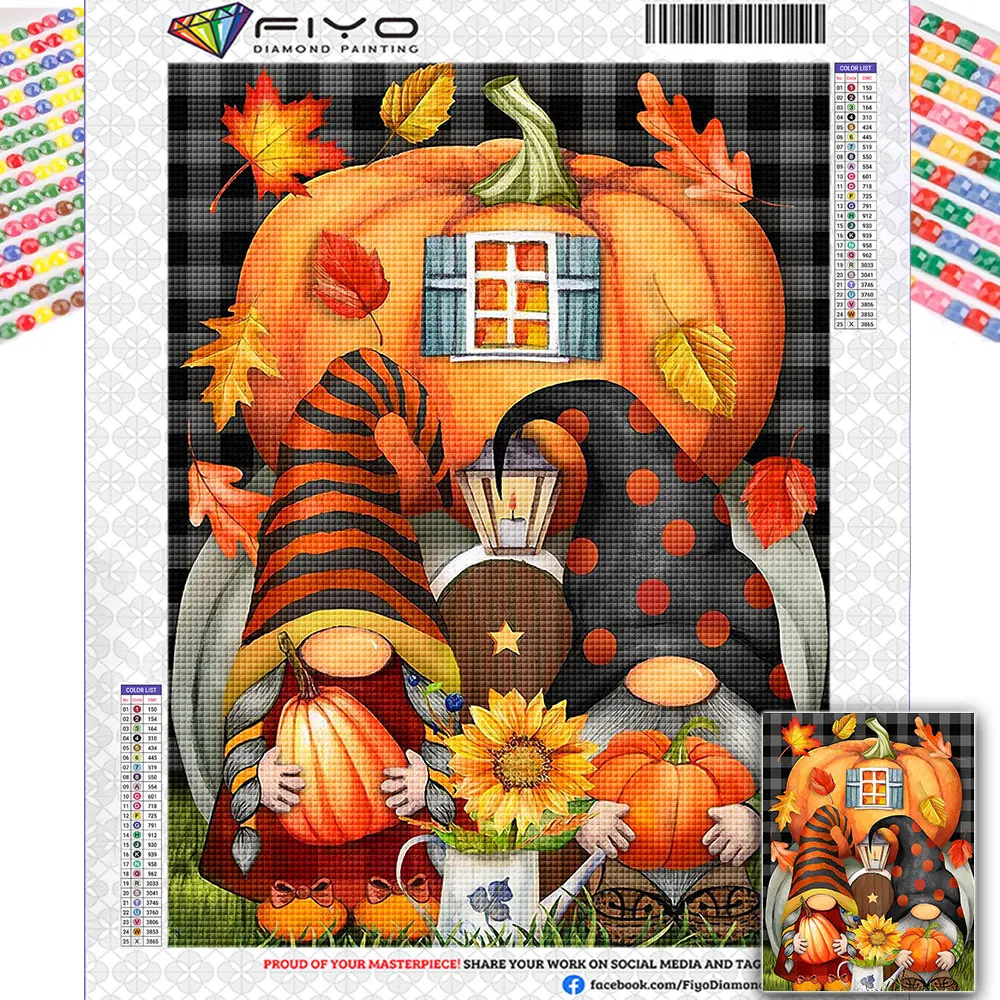 

Halloween Diamond Painting Kits Gnome Pumpkin Full Diamond Mosaic Art Picture Santa Clause Home Decoration Handicraft Gifts