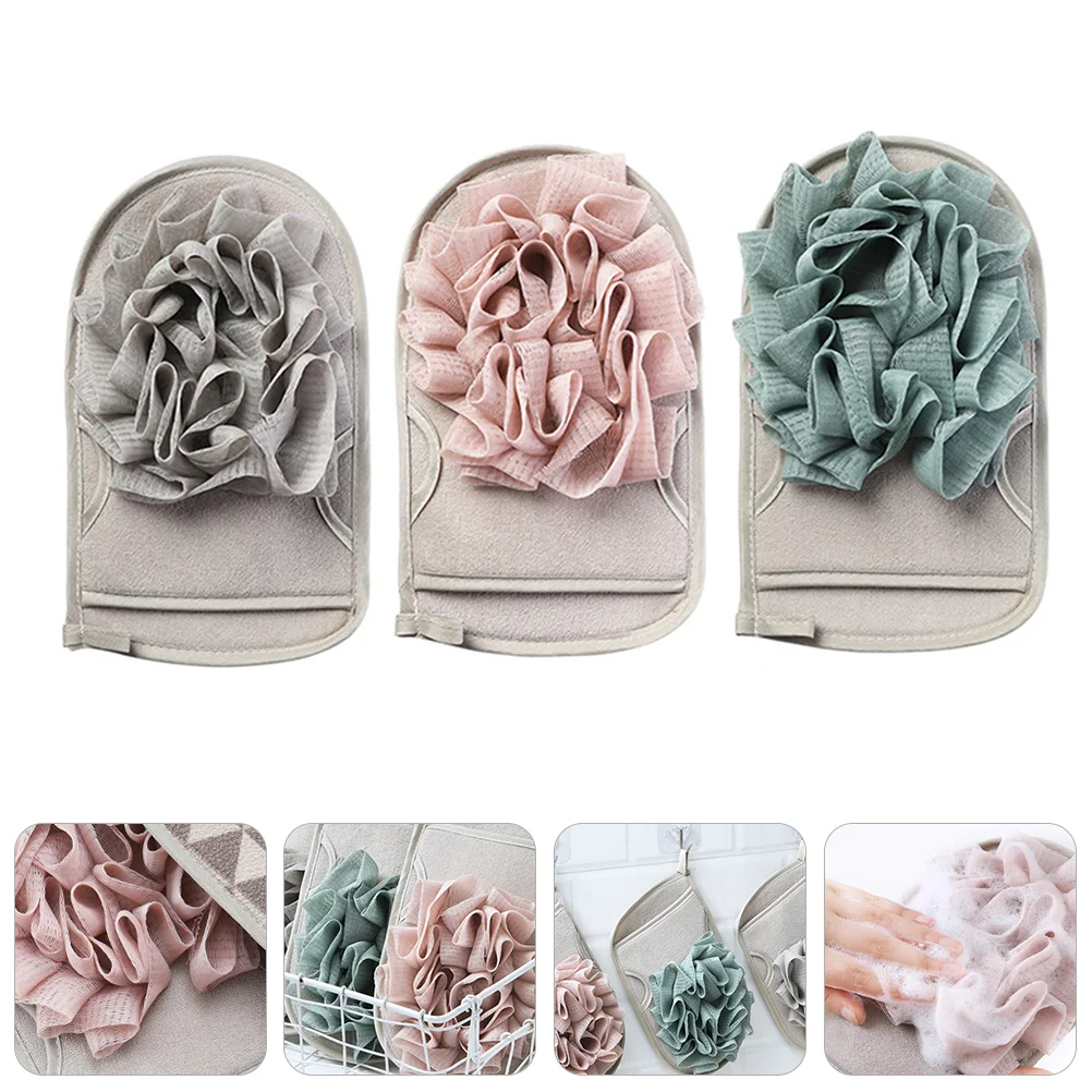 

3 Pcs Double Sided Bath Towel Face Scrubber Washcloths Bathroom Shower for Body Clean