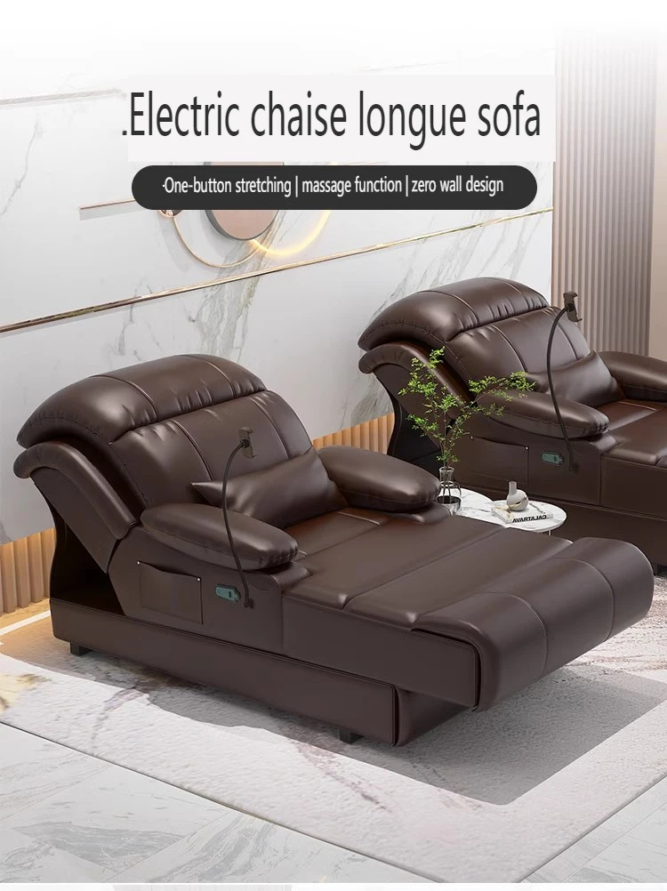 Muebles de cuero italiano para sala de estar, sillón reclinable seccional con función eléctrica