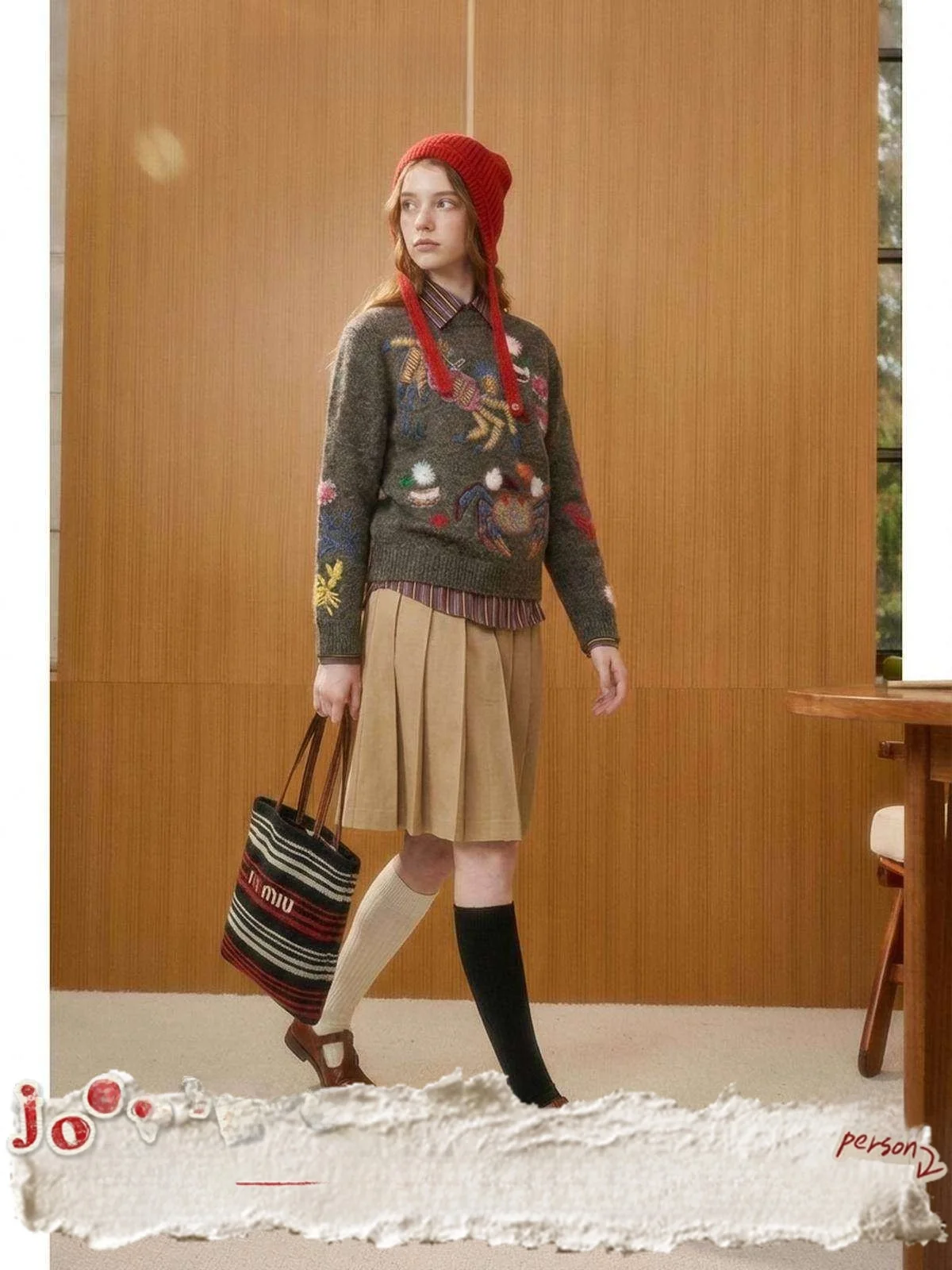 

ay Knitted Sweater Women's round Ne Overhead Cartoon Embroidery Loose Fit Animal Pattern Vintage Sle Faux Fur Coat